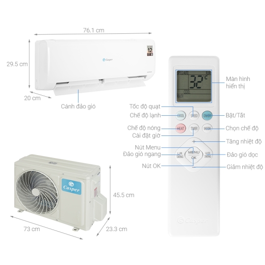 Máy Lạnh Casper 1HP inverter TC-09IS35