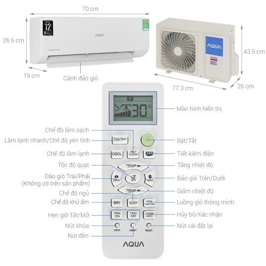 Máy Lạnh Aqua 1.5HP inverter AQA-RV13QA2