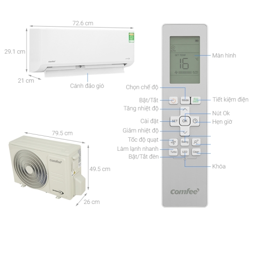 Máy Lạnh Comfee 2HP inverter CFS-18VAFF
