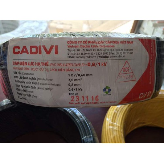 Dây điện Cadivi đơn 2.0  CV 2.0