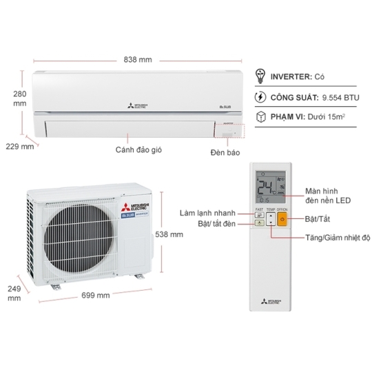 Máy Lạnh Mitsubishi electric 2HP inverter MSY-GR50VF