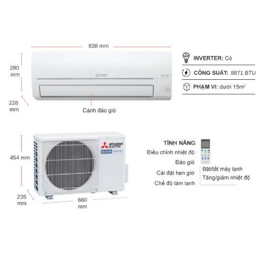 Máy Lạnh Mitsubishi electric 2HP inverter MSY-JW50VF