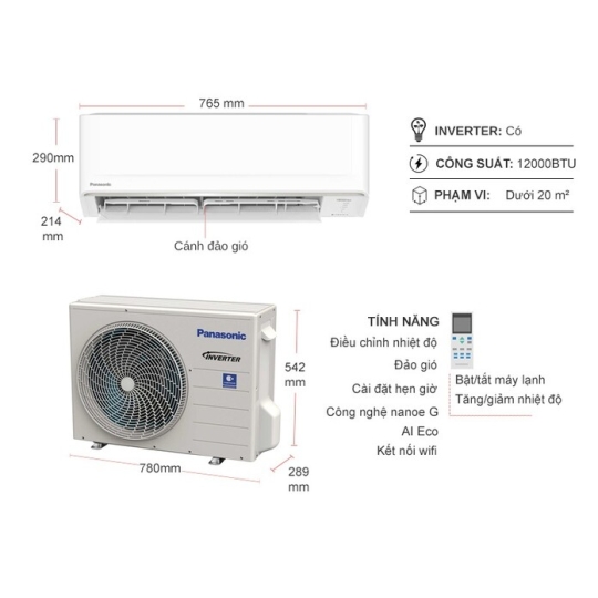 Máy Lạnh Panasonic 1HP inverter CU/CS RU9AKH-8