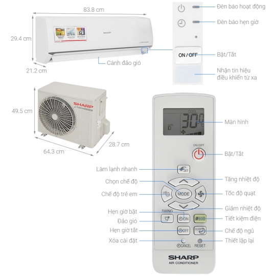 Máy Lạnh Sharp 2HP inverter AH-X18ZEW